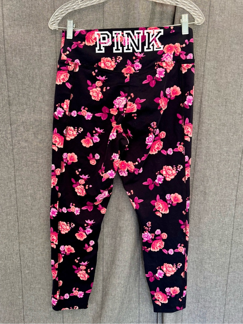 Victoria’s Secret Pink Womens Size Large Ultimate V Legging Black Rose Yoga